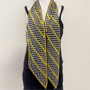 Vintage Katja for XIIX Karats Yellow + Black & White Silk Checkered Scarf